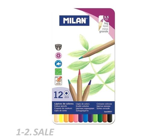 755858 - Карандаши цветные Milan, 12 цв., 6-гран., в металл. упак., 80057 1035354 (2)