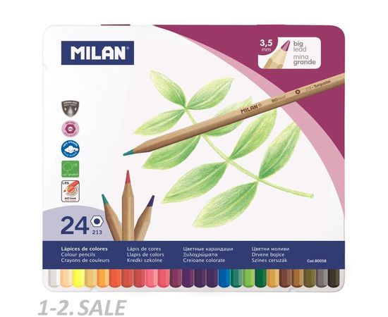 755860 - Карандаши цветные Milan, 24 цв., 6-гран., в металл. упак., 80058 1035355 (2)