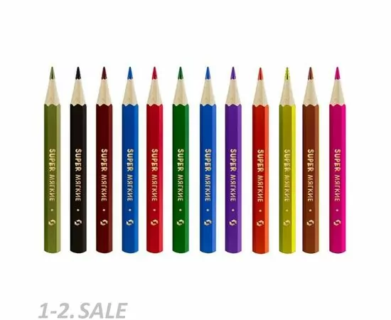 755871 - Карандаши цветные Карандаши   цветные 12 цветов, 6-гран, ВКФ Жирафик, длина 88 мм., SCP-1012 1150101 (3)