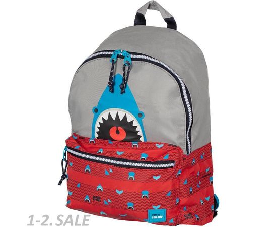 756164 - Рюкзак школьный Milan Shark Attack красно-серый, 41х30х18 см,624605SRT 1147702 (2)