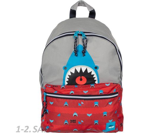 756164 - Рюкзак школьный Milan Shark Attack красно-серый, 41х30х18 см,624605SRT 1147702 (3)