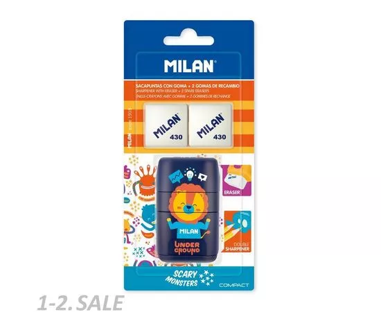 756222 - Ластик -точилка Milan Compact UNDERGROUND, блистер BYM10381 +2 ластика (ДС) 1102342 (2)