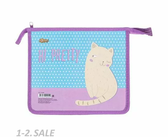 756308 - Папка для тетрадей №1 School Кот  А5 на молнии, пластик/ламин.картон,ПТ-715 1156580 (2)