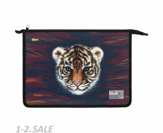 756311 - Папка для тетрадей №1 School Тигр А4 на молнии, пластик/ламин.картон,ПТ-815 1156573 (2)
