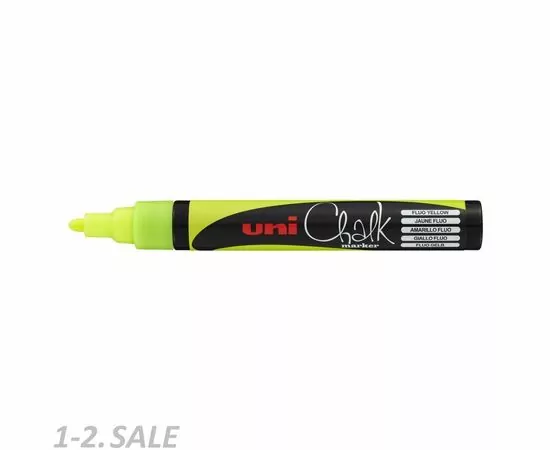 756342 - Маркер меловой UNI PWE-5M, флуоресцентно-жёлтый, 1.8-2.5 мм. 719203 (3)