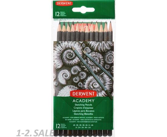 756721 - Набор карандашей черногр. Derwent Academy Sketching Hang Pack 12шт 5H-6B 1023430 (2)