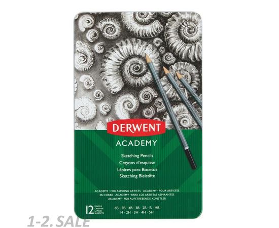 756723 - Набор карандашей черногр. Derwent Academy Sketching Tin 12шт 5H-6B мет кор 1023463 (2)