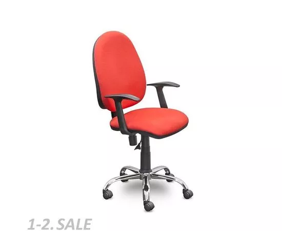 776170 - Кресло UP_EChair 223 PC ткань красная С02, хром 754096 (1)