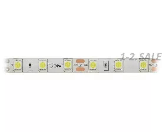 379536 - ЭРА Лента св/д 12V 14.4W/m 60Led/m IP65 Холодный белый 5м (герметич.) SMD5050 LS5050-60LED-IP65-W (2)