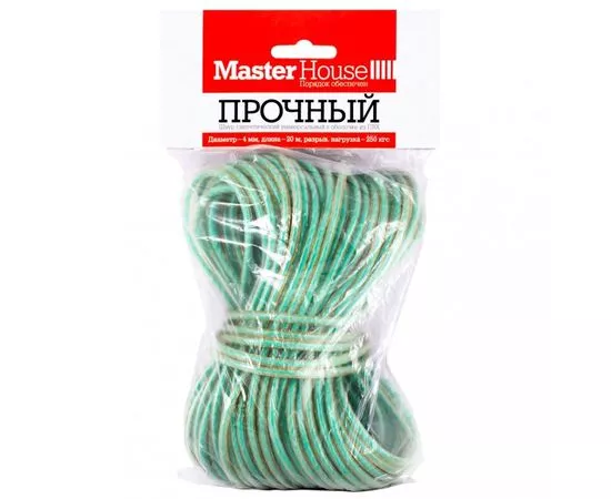613679 - Шнур (веревка) ПП в ПВХ оплетке Прочный d=4мм, 20м, усиленный, арт.60319 Master House (1)