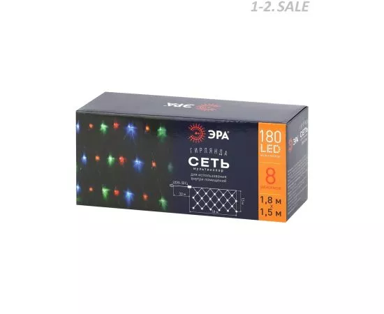 709577 - ЭРА Гирлянда-сеть 180LED разноцв. 1,8x1,5м., 8реж. 220V, IP20 5969 (7)