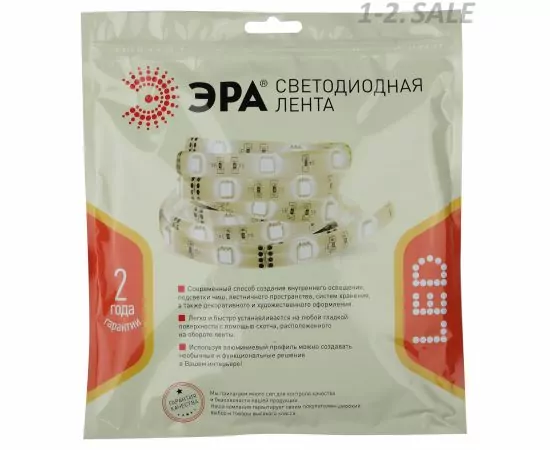 718385 - ЭРА лента св/д 24V 14.4w/m 60led/m IP65 холодный SMD5050, 5m LS5050-14.4-60-24-65-4000К-5m 4212 (2)