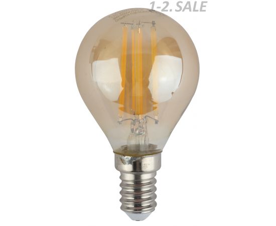 763841 - ЭРА F-LED шар G45 E14 7W(625Lm) 2700K 2K филамент (нитевидная) золото 75х45 P45-7W-827-E14 gold 4772 (3)