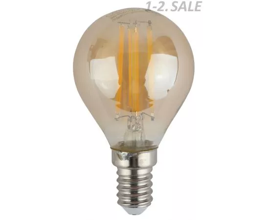 763843 - ЭРА F-LED шар G45 E14 7W(625Lm) 4000K 4K филамент (нитевидная) золото 75х45 P45-7W-840-E14 gold 4833 (3)