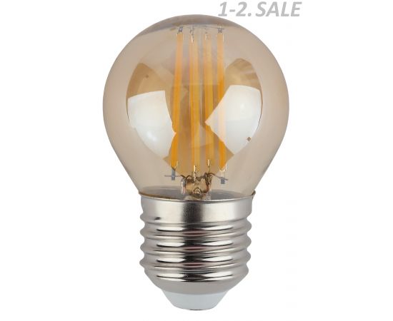 763849 - ЭРА F-LED шар G45 E27 9W(770Lm) 2700K 2K филамент (нитевидная) золото 75х45 P45-9W-827-E27 gold 5236 (3)