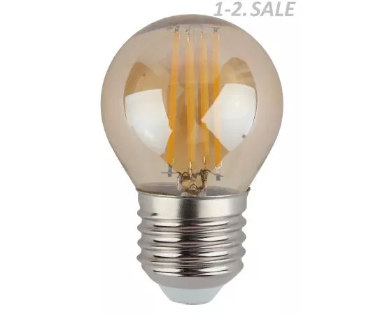 763855 - ЭРА F-LED шар G45 E27 9W(770Lm) 4000K 4K филамент (нитевидная) золото 75х45 P45-9W-840-E27 gold 5410 (3)