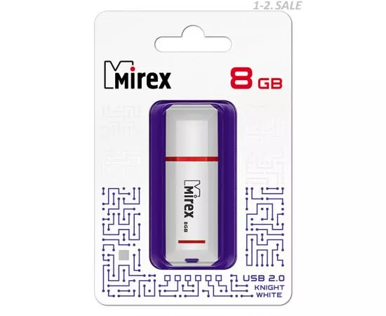 328758 - Флэш-диск USB 8Gb Mirex KNIGHT WHITE (ecopack) (2)