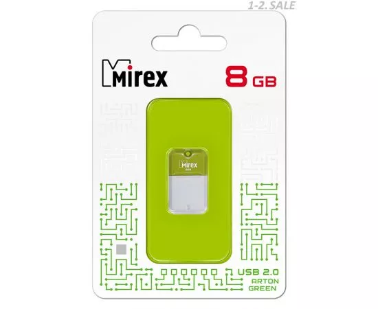 405033 - Флэш-диск USB 8Gb Mirex ARTON GREEN (ecopack) (2)