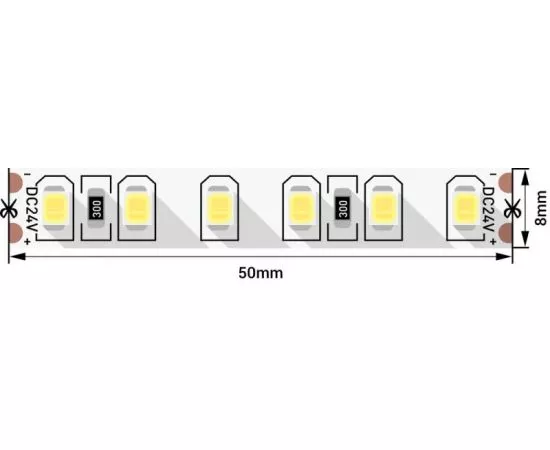 712589 - SWG Лента св/д стандарт 2835 120LED/m 9,6W/m 24V 900Lm/m (5м, цена за 1м) IP20 4000K-4500K 3M 0815 (1)