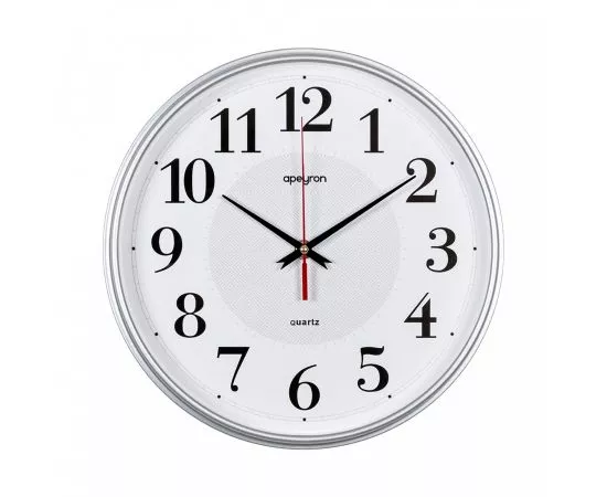 770550 - Часы настенные APEYRON круг d290х50 серебр. пластик плавный ход (1xR6 нет в компл) PL200907 (1)