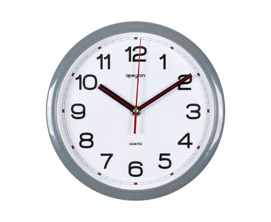 770552 - Часы настенные APEYRON круг d220х50 серый пластик плавный ход, АА*1шт нет в компл PL200909 (1)