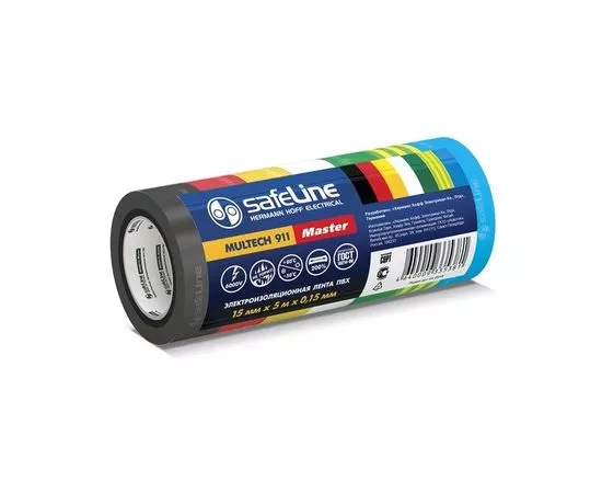630900 - Safeline изолента ПВХ 15/5 Master комплект 7 цветов (цена за комплект), 150мкм, арт.22899 (1)