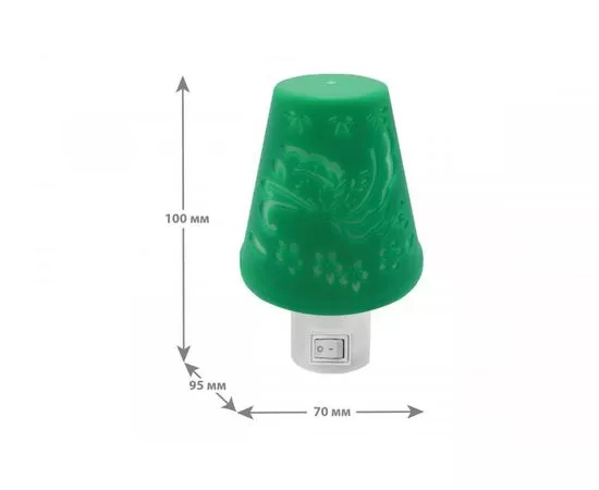 633843 - Camelion NL-194 ночник 0.5W 4LED 100x70x95 Светильник зеленый 220V, пластик, выкл. (1)