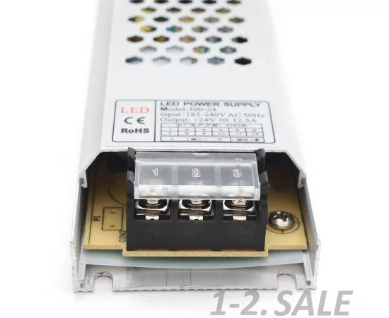 760024 - APEYRON Блок питания для св/д лент 24V 300W IP20 12.5А алюминий слим серый 308x53x22 3г. 03-73 (3)