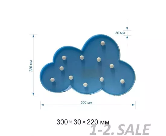 760130 - APEYRON Ночник св/д Облако 3W АБС-пластик голубой 300x220x30 ТБ 2K 2K12-23 (8)