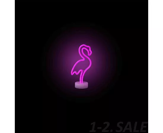 776707 - APEYRON св-к декоративный св/д неон. настольный Фламинго 3W 3xАА розовый 130x85x300мм 12-69 (5)