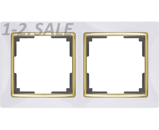 732900 - Werkel рамка СУ 2 мест. Snabb (белый/золото) (WL03-Frame-02-white-GD a035253)W0021933 a051663 (2)