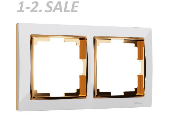 732900 - Werkel рамка СУ 2 мест. Snabb (белый/золото) (WL03-Frame-02-white-GD a035253)W0021933 a051663 (3)