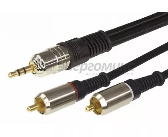 612350 - Аудио кабель Jack3,5 шт. стерео - 2RCAшт.. 1.5М (GOLD) металл REXANT цена за шт (10!), 17-4222 (1)