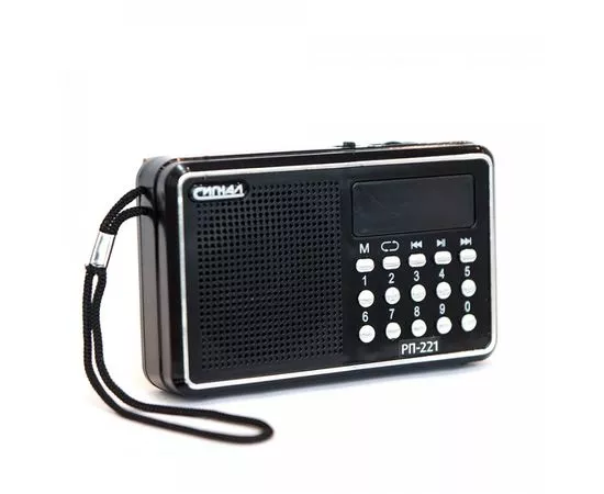 641309 - Радиоприемник Сигнал РП-221, FM - 88-108 Мгц, акк.400mAh,220V,USB,SD,дисплей, 114х33х73 мм, черный (1)