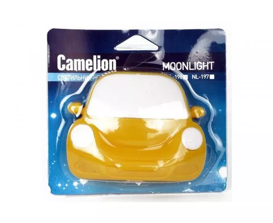 645257 - Camelion NL-196 ночник св/д 0.5W 95x75x80 Машинка желтая, 220V, пластик, выкл. (1)