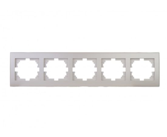 645654 - Lezard RAIN рамка 5 мест. горизонт. жемчужно-бел. металлик (PC) 703-3030-150 (1)