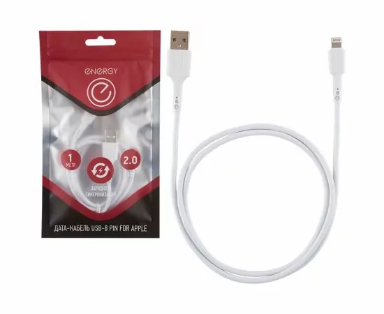 721865 - Energy кабель ET-05 USB(A)шт. - 8pin шт. (iphone 5-10), 1 м, белый, 6289 (1)