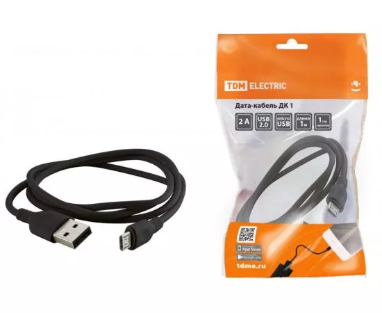 734306 - TDM Дата-кабель ДК1 USB-micro USB 1м черный SQ1810-0301 (1)