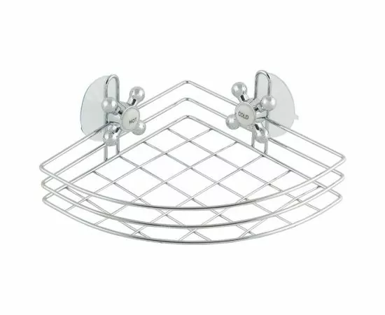 769459 - Корзинка для ванной угловая,хром,17*17,5*8,5см,металл хромир,присоски,SPOT-BH-06,8149/Рыжий Кот (1)