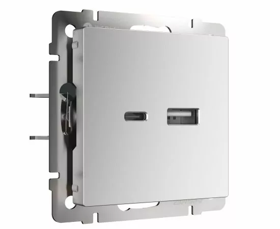 789906 - Werkel мех. роз. СУ 1 мест. USB тип A+С, 5V, 3100мА (серебряный) W1171806 a054347 (1)