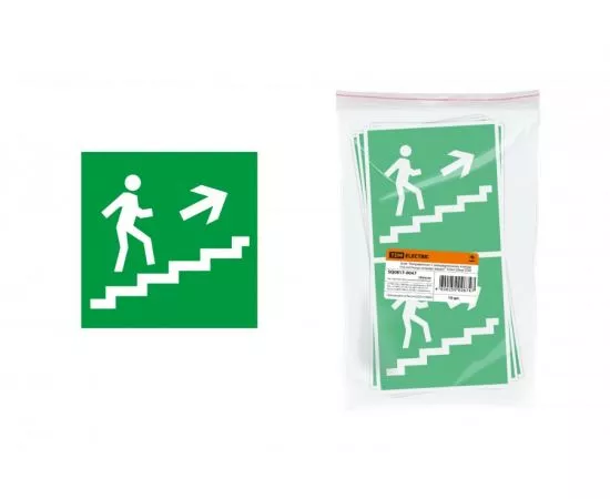 379320 - TDM знак 150х150мм Направление к эвакуационному выходу по лестнице направо вверх (10!) SQ0817-0047 (1)