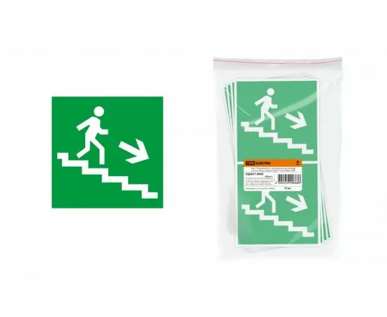 379325 - TDM знак 150х150мм Направление к эвакуационному выходу по лестнице направо вниз (10!) SQ0817-0045 (1)