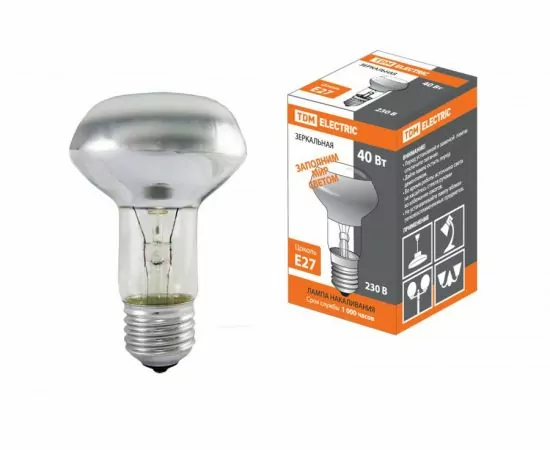 500469 - TDM лампа накал. R63 E27 40W зеркальная матовая (100!) SQ0332-0029 (1)