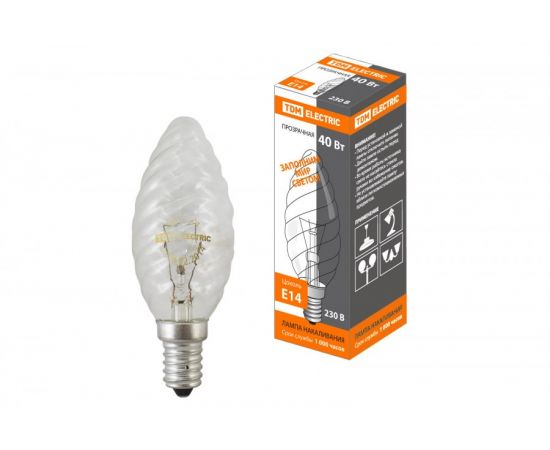 500474 - TDM лампа свеча витая E14 40W прозрачная (100!) SQ0332-0013 (1)