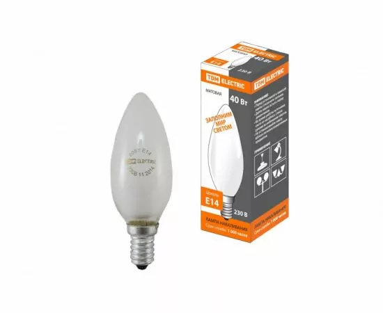 501722 - TDM лампа свеча E14 40W матовая (100!) SQ0332-0017 (1)