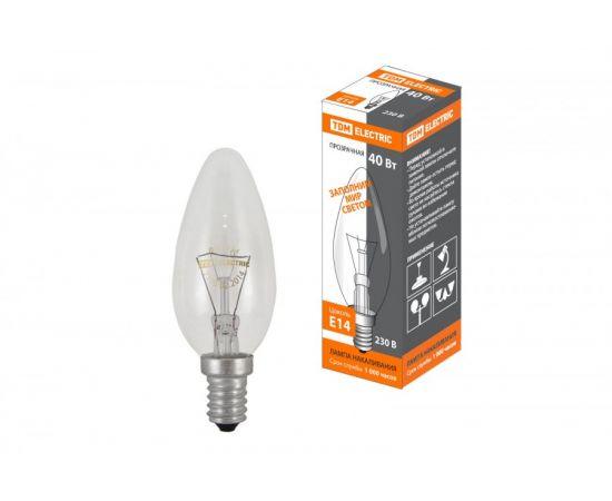 501730 - TDM лампа свеча E14 40W прозрачная (100!) SQ0332-0009 (1)