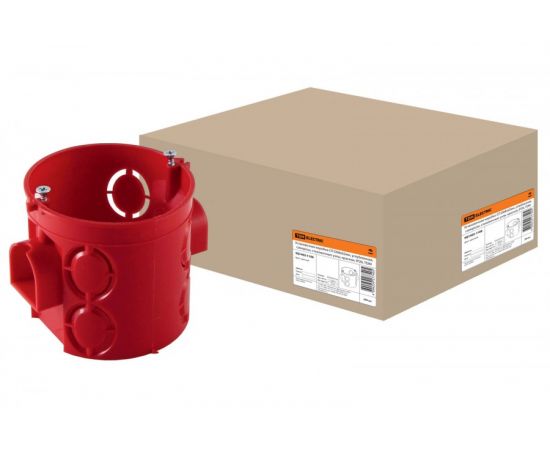 559102 - TDM коробка уст. 68х62мм СУ для твердых стен, саморез, стыков. узлы, красная IP20 (200!) SQ1402-1106 (1)
