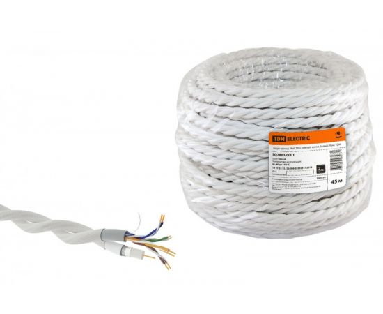 698885 - TDM Ретро провод Эко TV + Internet витой белый (45м!Цена за м) SQ2803-0001 (1)