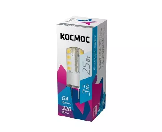 648421 - Космос JC G4 220V 3W(240lm) 4500K 43x15 LksmLED3wJCG4220v45 (1)