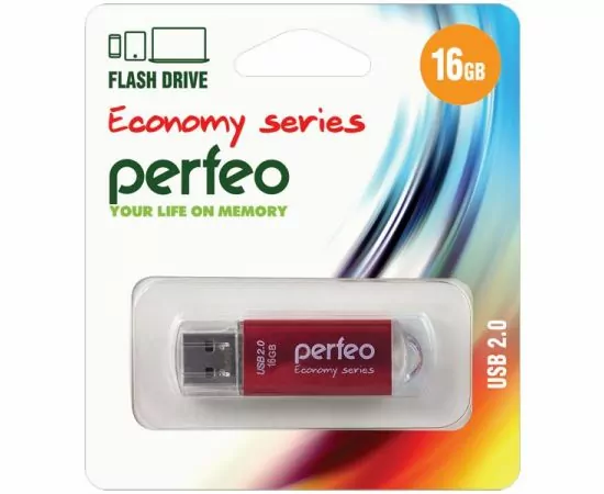 737796 - Флэш-диск USB 16GB Perfeo E01 Red economy series (1)